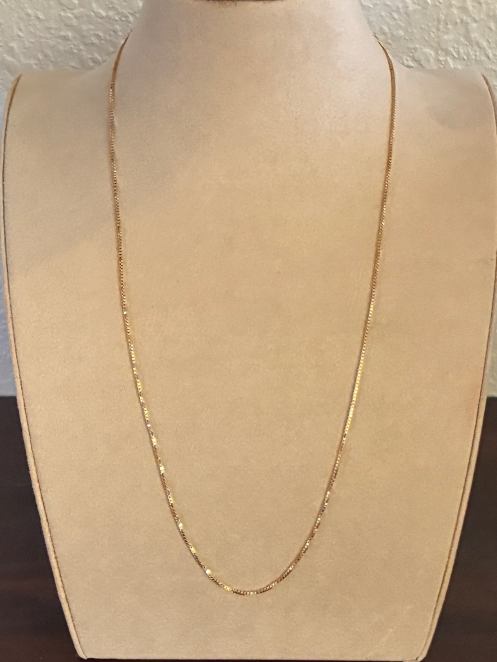 Box Chain 14K Gold Necklace, 24”